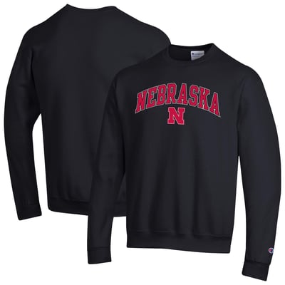  Nebraska Huskers Champion Arch Over Logo Pullover Sweatshirt - Black
